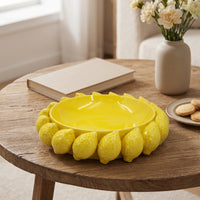 Bowl with Lemon Rim Shallow Fruit Bowl Tableware Versatile Cute for Dining Table, Living Room