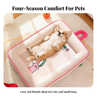 Washable Pet Cushion Multi-Season Washable Dog Cushion Skin-Friendly Material Foam Dog Bed for Cats, Small Dogs, Indoor, Travel