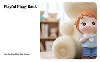 Unopenable Design Flocked Rabbit Piggy Bank Cultivates Saving Habits Bunny Coin Bank Decorative Ornament for Children, Bedroom, Nursery