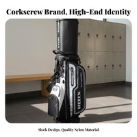 Golf Stand Bag with Wheels Large Capacity Retractable Athletic Gear Carrier Bag Double Shoulder Straps