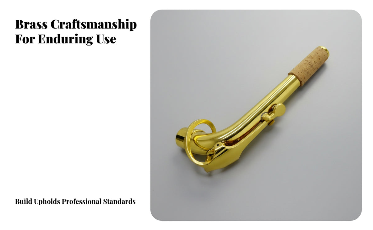 Replacement Alto Saxophone Curved Neck | Gold-Lacquered Brass Finish, 24.5 Mm Insertion Diameter, Saxophone Neck with Octave Key, for Performance