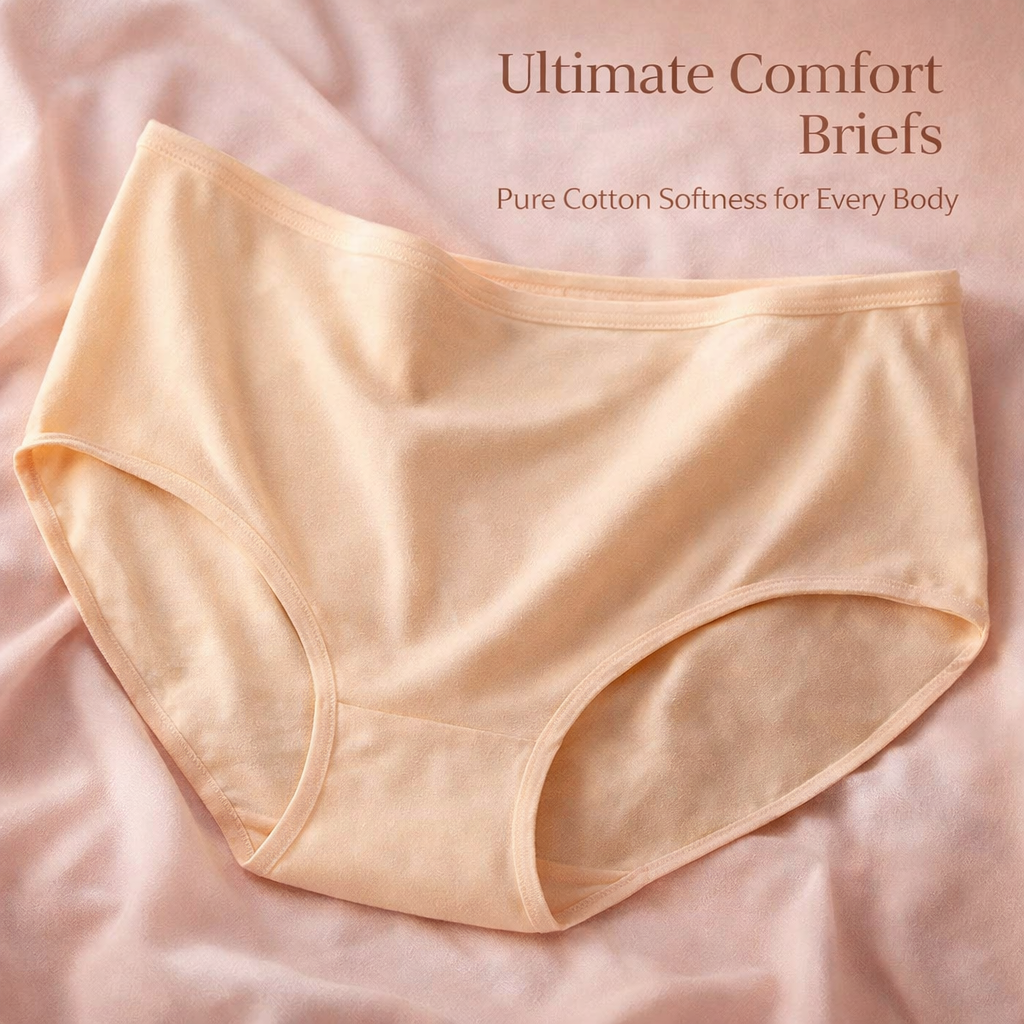 Women's Pants with Full Coverage Briefs for Everyday Wear, Comfortable Mid Rise Knickers for Plus Size Breathable Solid Color
