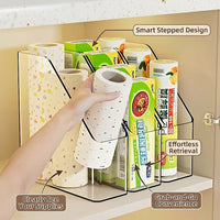 Cabinet Cupboard Organizer, Thickened Acrylic Food Wrap Dispenser & Kitchen No Installation Cling Film for Bags & Seasoning Bottles