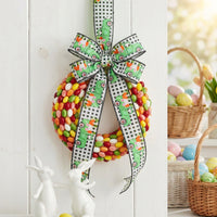 4.57M Easter Decorative Ribbon Festive Design Easter Hare and Carrot Ribbon DIY Crafts Material Trim for Crafters, Home Decor Enthusiasts, Wreath Making
