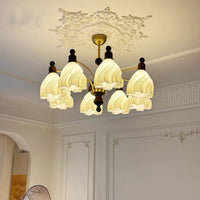 8-Head Chandelier Hardwired Petal Chandelier Pendant Light Multi-Arm Ceiling Fixture Layered for Living Room, Entryway