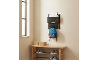 Wall-Mounted Storage Rack Space-Saving Rack with Hanging Rod Organizer Multi-Slot Compact for Students, Entryway, Study Corner