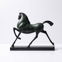 Horse Sculpture Cast Aluminum Horse Figurine Lustrous Equestrian Figurine with Equestrian Figure for Homeowners, Living Room