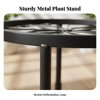 4 Pieces Metal Plant Stand Set Sturdy Wrought Iron Flower Pot Holder Wrought Iron Pot Holder Set Decorative Design for Balcony