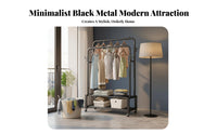 Foldable Freestanding Closet Organizer Space Saving Metal Clothing Storage Rack Easy Assembly Freestanding Wardrobe Rack High Capacity for Apartment Dwellers, Retail Shop Owners, Bedroom, Dorm Room, Basement, Entryway