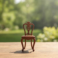 Dollhouse Chair with Carved Backrest Ornate Miniature Backrest Chair Micro for Collectors