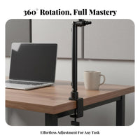 360° Rotation Desktop Audio Recorder Arm Stable Support Audio Recorder Arm Stand Heavy Duty Construction Clamp-on Desk Mic Stand Space Saving for Streamers, Podcasters, Content Creators, Live Broadcasting, Home Studio, Gaming Setup, Office