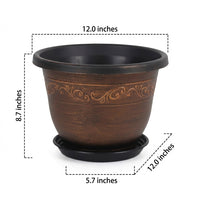 Plant Pots and Planters Outdoor, Large Flower Pots with Saucer, Classical Style Resin Container for Indoor Plants, Home Office and Garden Decor
