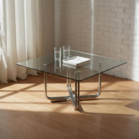 Modernist Design Low Table Construction Glass Surface Table Polished Finish for Reception Area