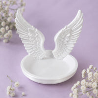 Glossy Angel Wing Jewelry Tray Polished Molded Angel Wing Jewelry Dish Solid Look Winged Band Holder Multipurpose