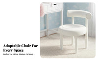 Upholstered Stool with Backrest Minimalist Design Round Upholstered Seat Thick Cushion Makeup Chair for Homeowners, Pet Owners, Bedroom, Dressing Room