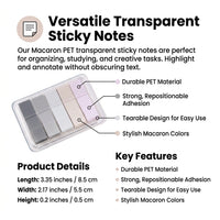 100pcs Translucent PET Sticky Notes for Books, Writable Removable Index Flags for Planners Studying, See Through Bookmark Tabs Office Use