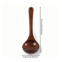Wooden Soup Ladle Deep Bowl Soup Ladle with Long Handle Wooden Serving Spoon Natural Wood Utensil Heat-Resistant for Home Cooks