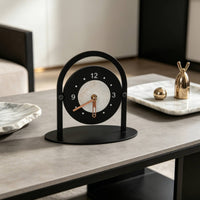 Modern Minimalist Desk Clock Decorative Accent Metal Frame Table Clock Noiseless Mechanism Timepiece for Living Room, Office, Bookshelf