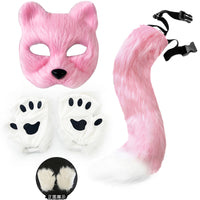 熊掌兽爪猫爪手套半指cosplay漫展道具可爱长毛绒万圣节手套欧美