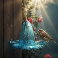 Hanging Glass birds Feeder Windproof Colorful Nectar Feeder Rainproof Hanging Glass birds Bath for Courtyard, Patio, Balcony