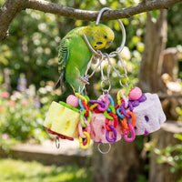 Parrot Mineral Toy for Adult African Grey, Chewable Mineral Material Toy for Bird Health, Metal Loop Pet Bird Toy Cage Accessory