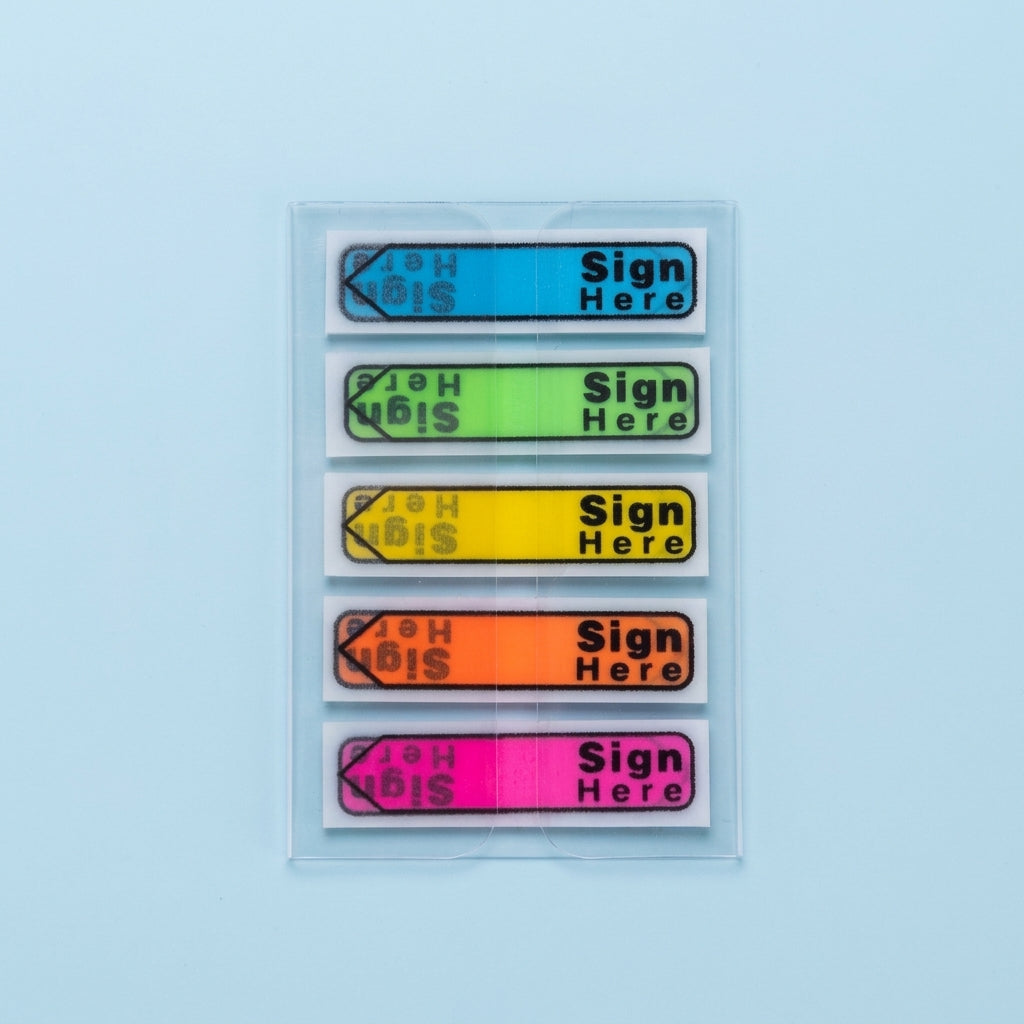 Sticky Index Tabs Fluorescent Transparent, Colorful Flags for Books Note Taking, 5 20 Sheets for Office Students