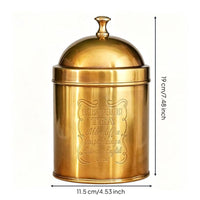 Brass Tea Canister Handmade Metal Storage Jar Lettered Apothecary Storage Jar for Kitchen Counter