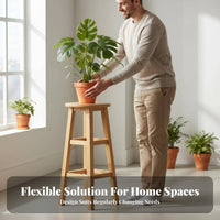 Multi-Functional Round Top Plant Stool Stable Design Four-Legged Round Top Stool Sturdy Support Indoor Furniture Fully Assembled for Homeowners, Apartment Dwellers, Home Decorators, Balcony, Living Room, Bedroom, Corner Areas
