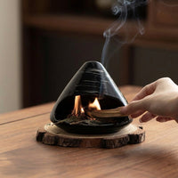 Palo Santo Holder – Mini Ceramic Chimenea Incense Burner – Zen Bowl for Yoga, Meditation, Aromatherapy, Home Decor