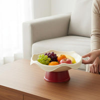 Candy and Nut Serving Dish Versatile Decorative Centerpiece Bowl Food-Grade Material Wavy Edge Snack Platter for New Year, Living Room, Party