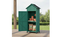 Easy to Organize Garden Tool Storage Cabinet Waterproof Wooden Storage Cabinet Anti-Corrosion Outdoor Tool Shed Spray-Painted Finish for Balcony, Yard