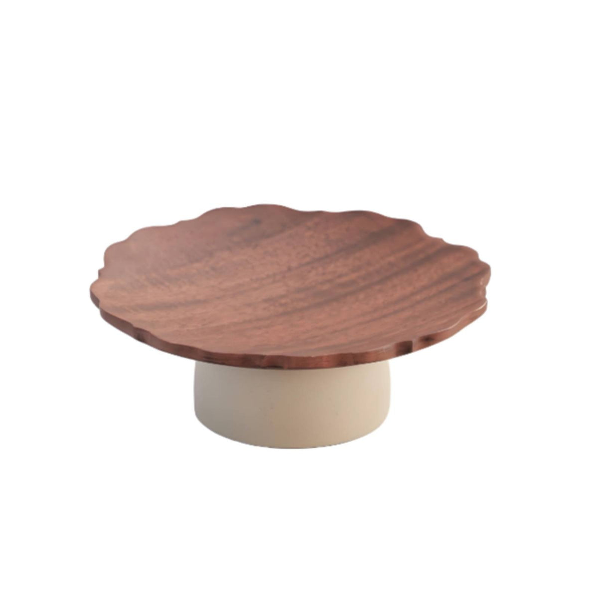 Pedestal Plate Decorative Serving Stand Raised Pedestal Stand with Wooden Top for Dessert Display