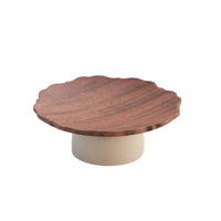 Pedestal Plate Decorative Serving Stand Raised Pedestal Stand with Wooden Top for Dessert Display