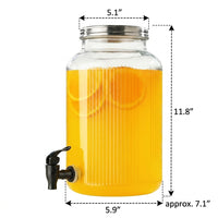 Water Dispenser and Drink Dispenser with Tap, Round Beer Dispenser with Stand and Screw Lid, Large Capacity Beverage Dispenser