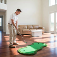 Realistic Turf 3 Hole Putting Mat Easy Storage Golf Putting Practice Mat Anti-Slip Base Sports Equipment for Backyard