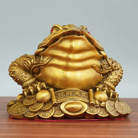 Three Legged Frog Statue Feng Shui Figurine Hand-Polished Abundance Frog Sculpture for Home