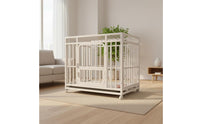 Metal Dog Crate Raised Base Portable Dog Crate Slatted Pet Floor Enclosure