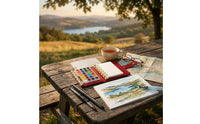 Travel-Friendly Watercolor Notebook Loose-Leaf Notebook with Pigment Box Pocket-Sized Sketchbook Bleed-Proof for Artists