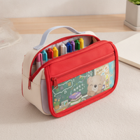 INS Vintage Large Capacity Pencil Case Multi-layer Storage Stationery Bag for Students