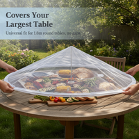 Round Table Food Cover Net Tent for Outdoor Dining, Anti-Insect Dustproof Breathable Mesh Screen