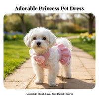 Ruffled Skirt Dog Harness Dress Leash Attachment D-Loop Puppy Princess Dress Lightweight for Pets, Summer Outings, Photo Shoots, Parties