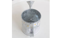 Watering Can with Floral Motif Galvanized Watering Can with Distressed Finish Metal Flower Pot Ribbed Planter Compact