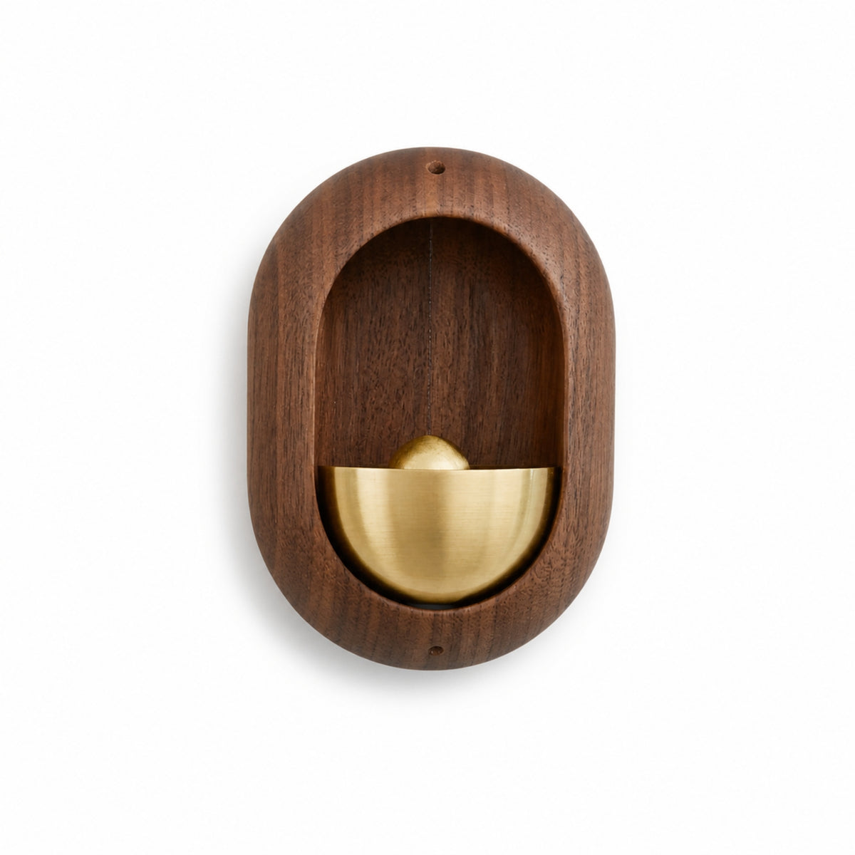 Brass Bell with Wooden Shell Minimalist Wooden Wall Bell Compact Door Chime for Homeowners, Uncluttered Lifestyle Advocates, Entryway