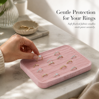 Pink Velvet Jewelry Display Tray with Clear Lid for Necklaces, Rings, Bracelets