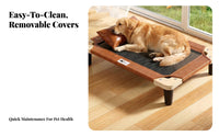 Short Legs Elevated Dog Bed Faux Leather Border Raised Mesh Dog Bed