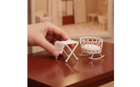 2 Pieces Dollhouse Cradle with Table Iron Miniature Rocking Cradle Lightweight Nursery Furniture for Collectors
