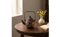 Bronze Teapot with Lid Decorative Ornamental Teapot Embossed Vessel for Collectors, Living Room Display
