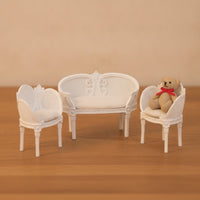 3 Pieces Dollhouse Chairs with Cushions Rattan Look Miniature Chairs with Cushions Realistic Furniture for Miniaturists, Photo Scenes