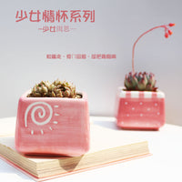 Hand-Painted Pink Square Succulent Planter Pot