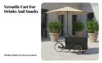 Street Vending Cart Large Countertop Beverage Bike Cart Sturdy Metal Frame Portable Flower Display Stand for Entrepreneurs, Scenic Areas, Outdoors
